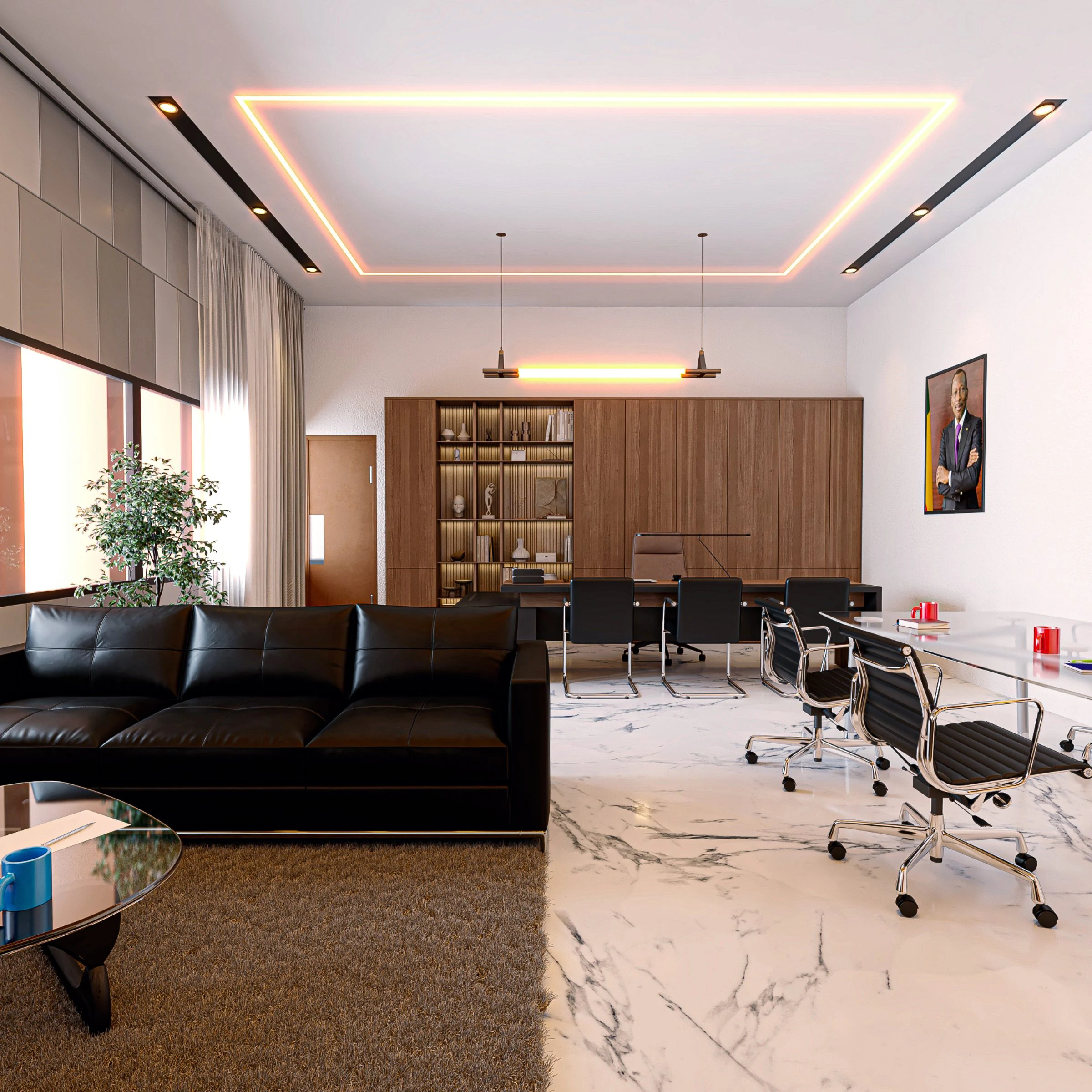 BCEAO Kandi — bureau avec mobilier et parement bois