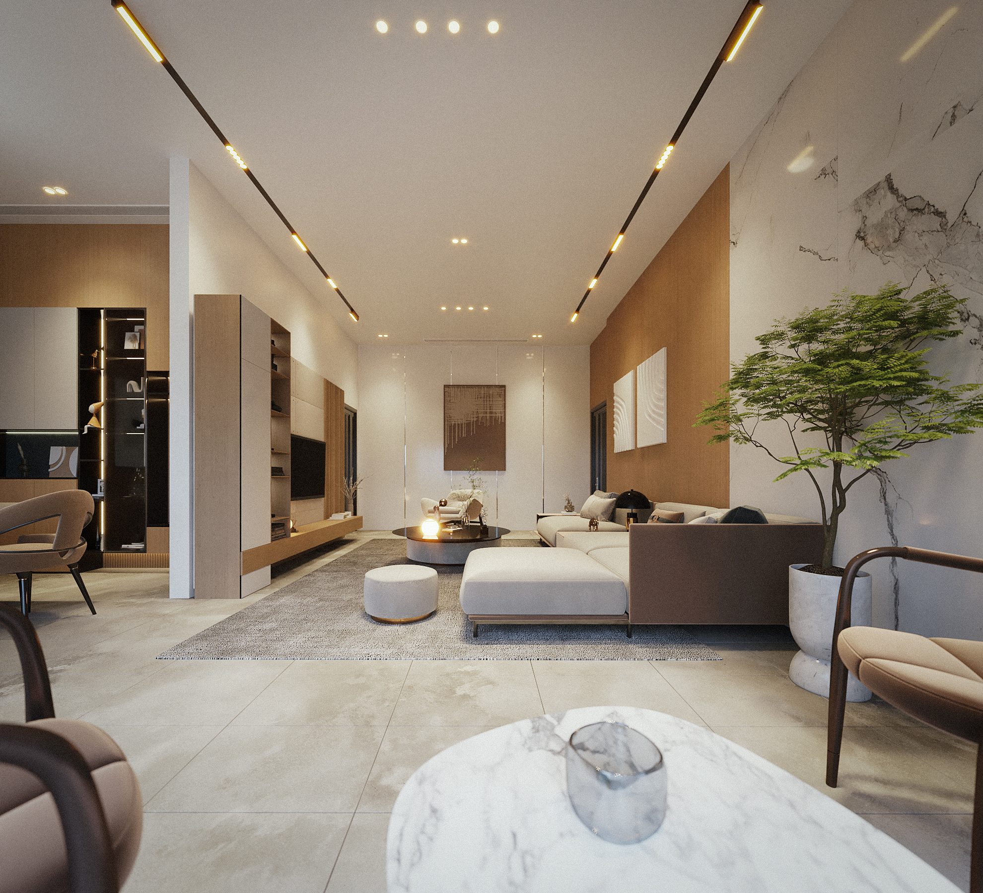 Complexe immobilier à Abidjan — séjour et grande pièce de réception