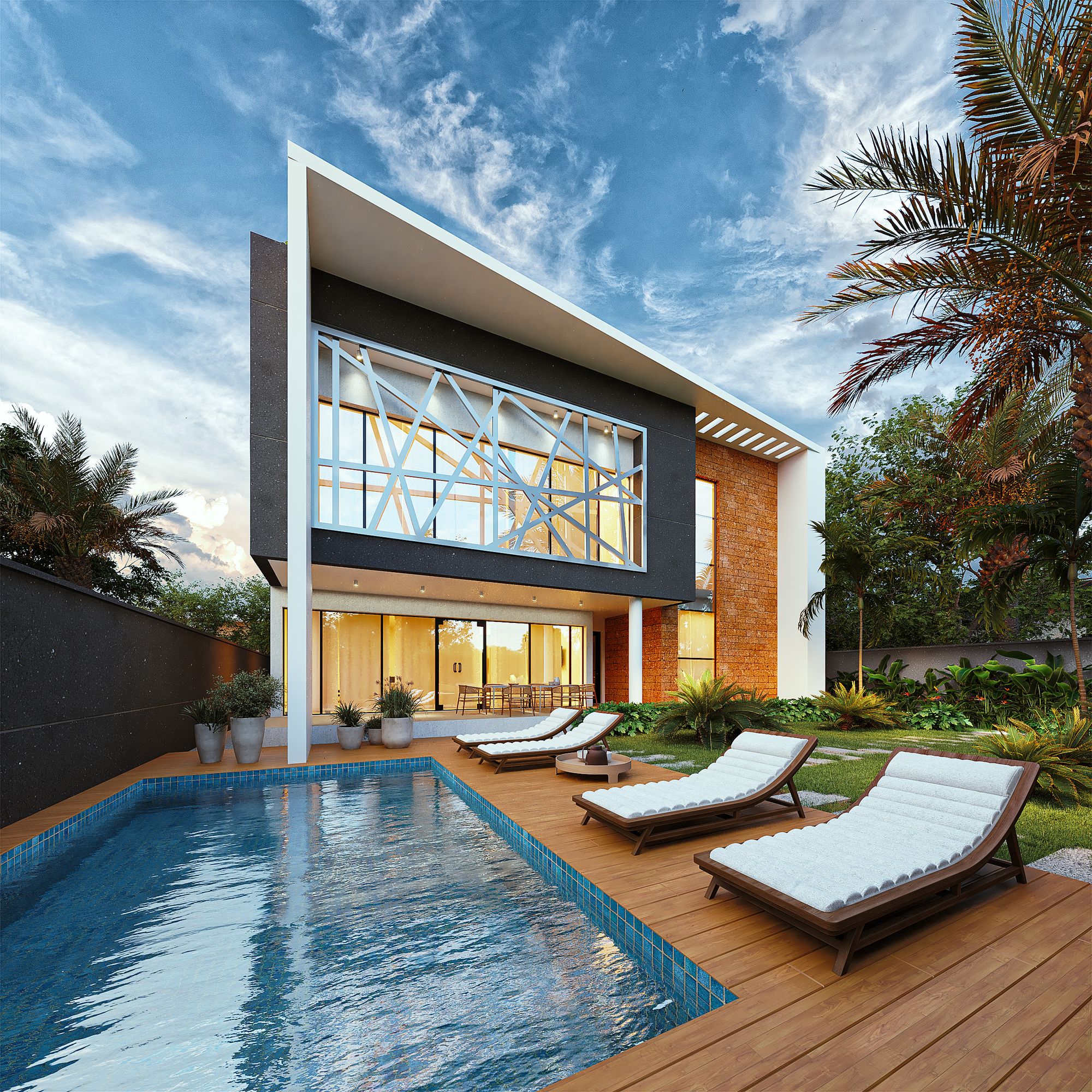 Triplex Cle — piscine, terrasse en bois et transats