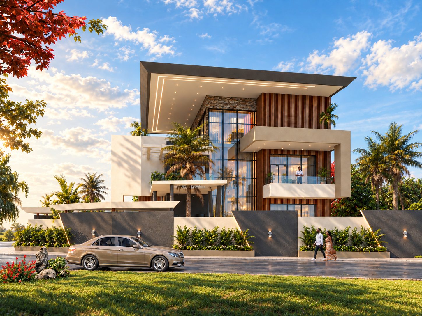 Triplex KE3 — vue de la façade avant et de la clôture
