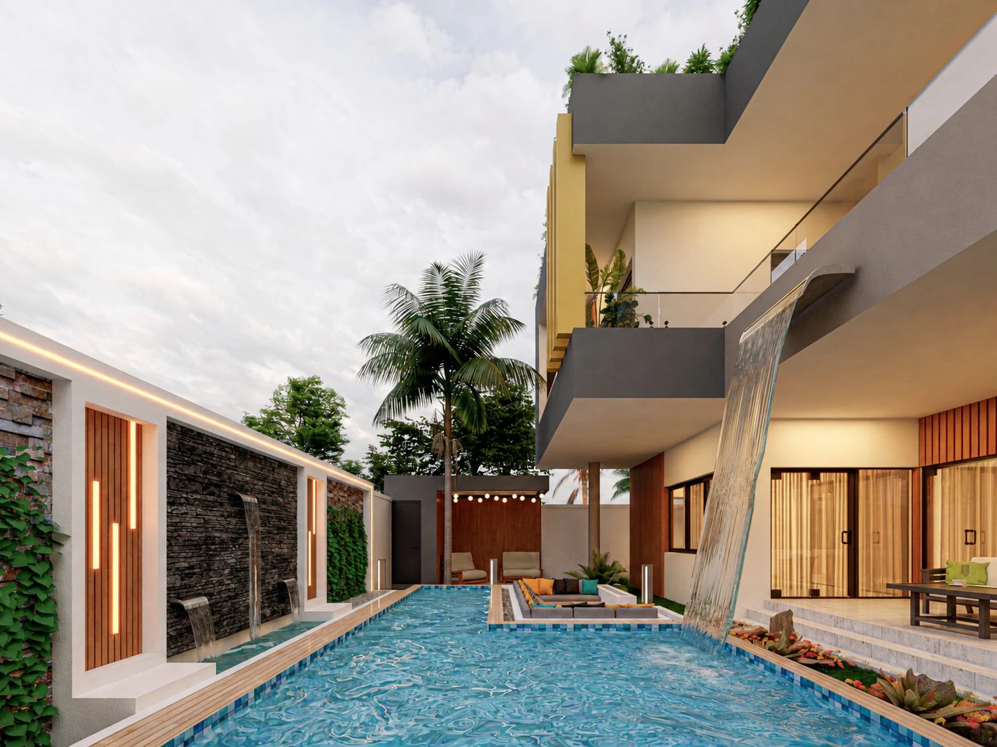 Triplex Phe — vue de la piscine et de la terrasse