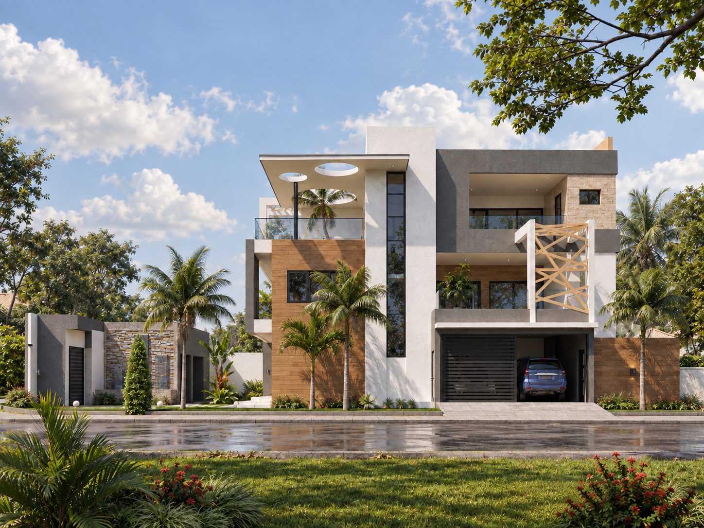 Triplex Ro — vue extérieure de la façade avant