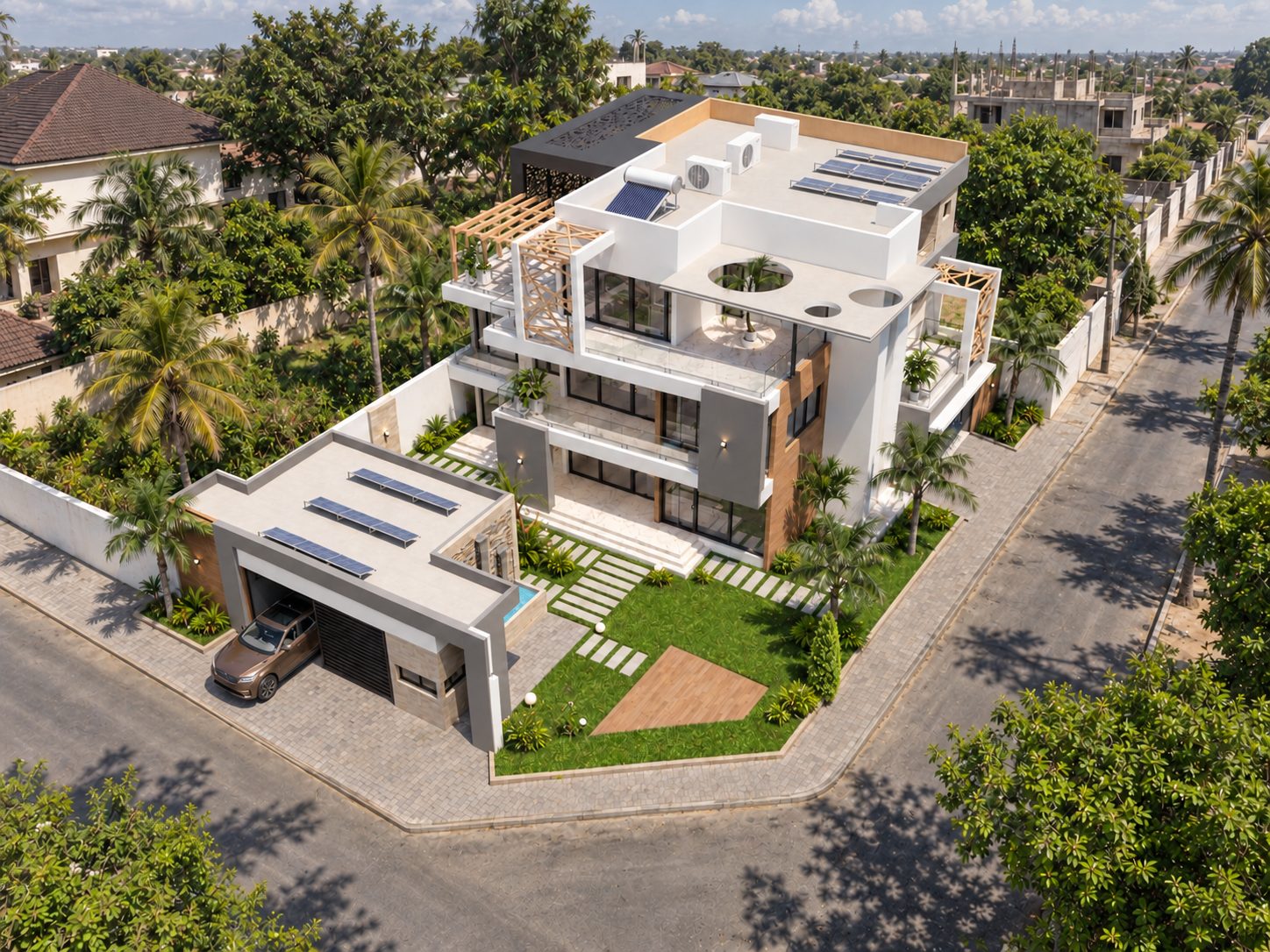 Triplex Ro — vue aérienne de la résidence dans son quartier