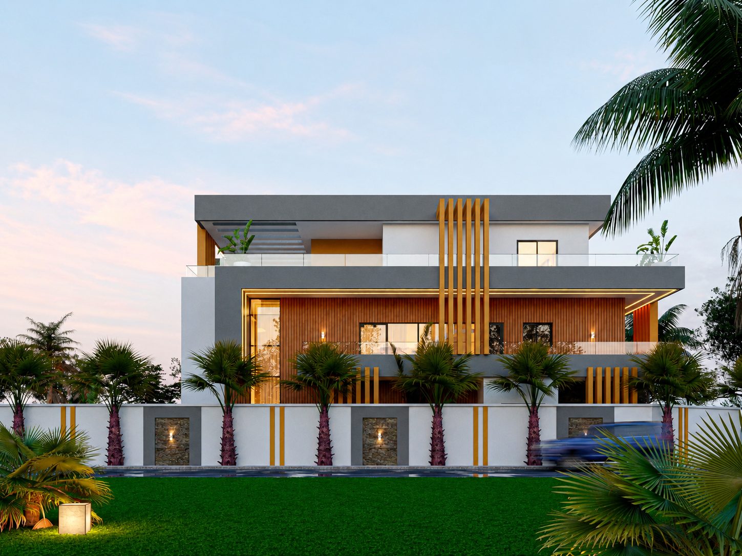 Triplex Sou — vue de la façade, terrasse et pergola