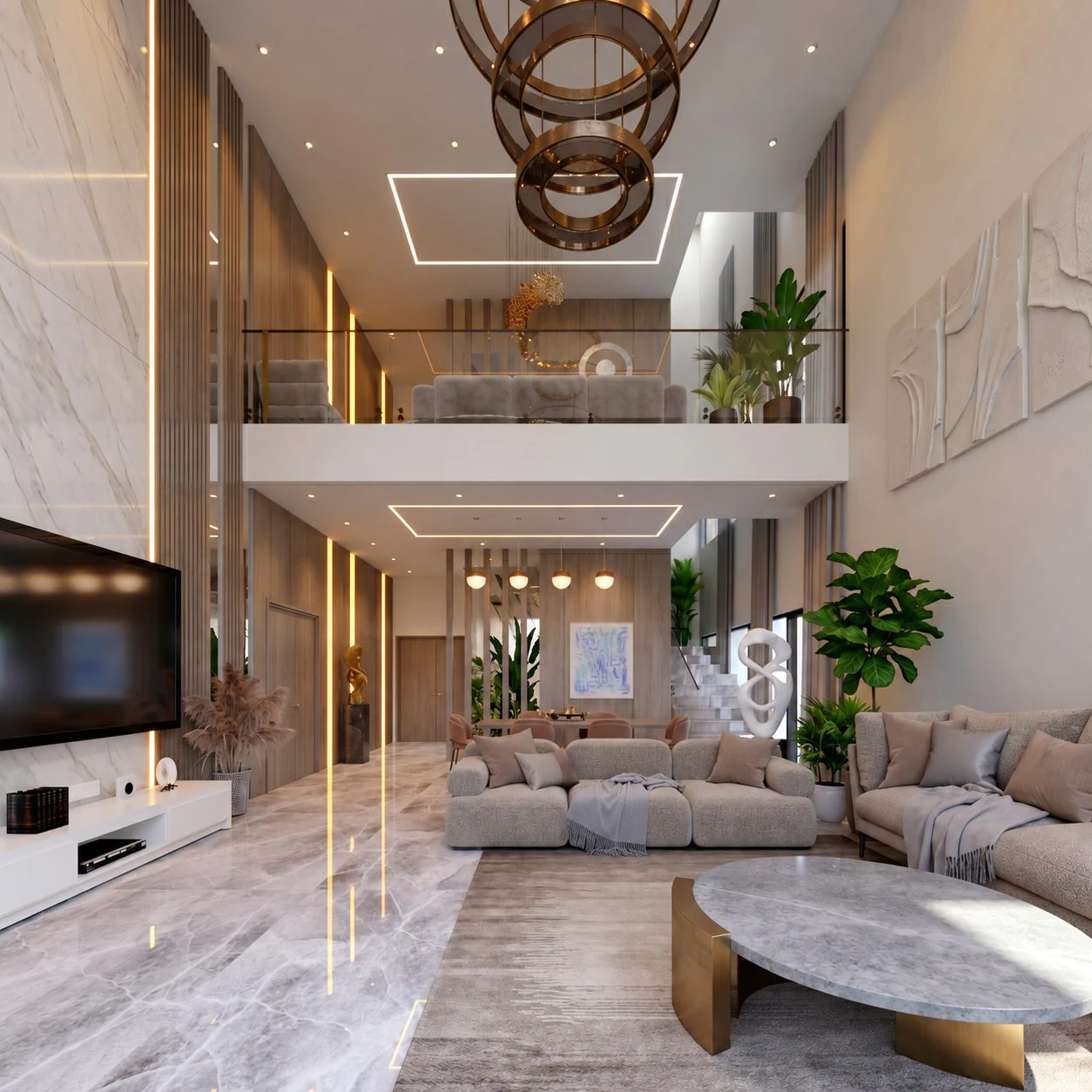 Triplex Sou — séjour en double hauteur et mezzanine