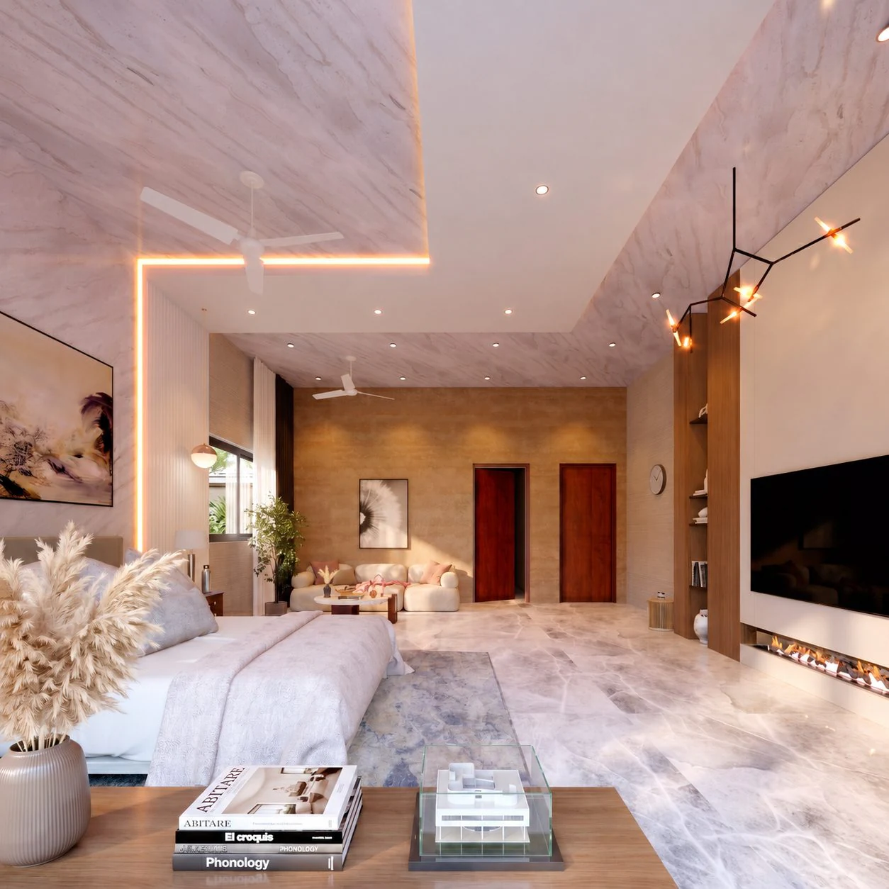 Triplex Sou — chambre avec coin salon