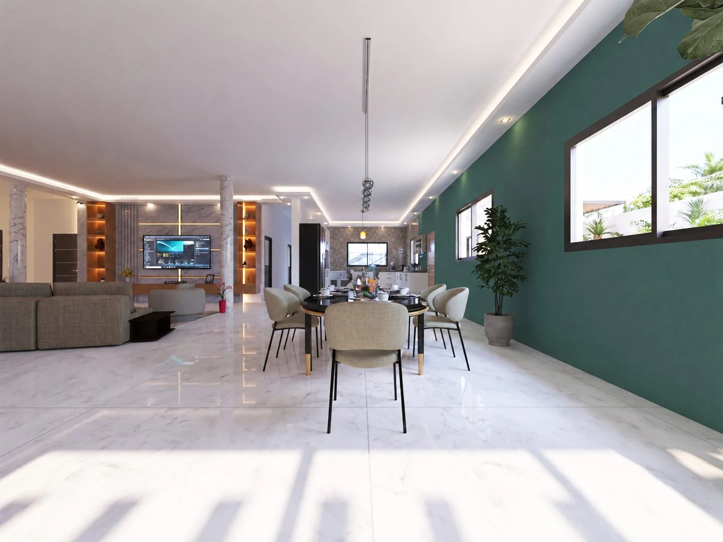 Triplex Za — salle à manger et séjour